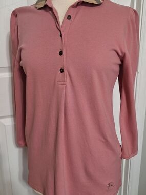Burberry Brit Pink 3/4 Sleeve Polo Shirt XL